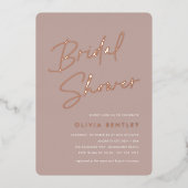 バラトープ |ミニマリストスクリプトブライダルシャワー 箔招待状 (正面)