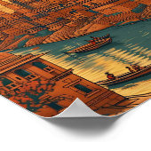 バラナシインディアヴィンテージアートトラベルイラストレーション ポスター (角)