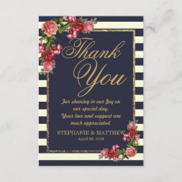 バラネイビストライプー金ゴールドサンキューカード サンキューカード