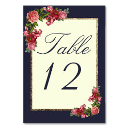 バラネイビーブルーアイボリーと金ゴールドテーブル番号 テーブルナンバー