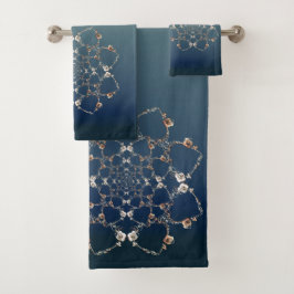 バラハートの青いグラデーションタオル バスタオルセット