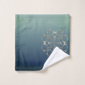 バラハートの青いグラデーションタオル バスタオルセット (ウォッシュタオル)