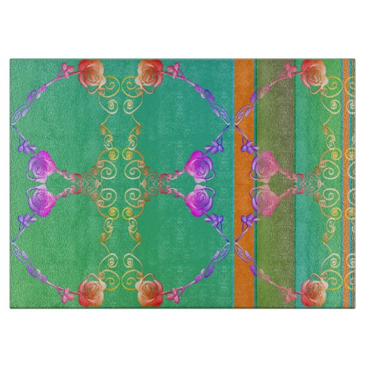 バラハートアプリコット&グリーンカッティングボード カッティングボード (正面)