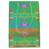 バラハートオンアプリコット&グリーン抱き枕 ミディアムペーパーバッグ (正面)