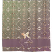 バラハートオンプラムモス シャワーカーテン (正面)