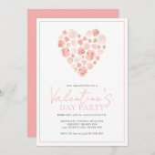 バラハートバレンタインデーパーティの招待状 招待状 (正面/裏面)