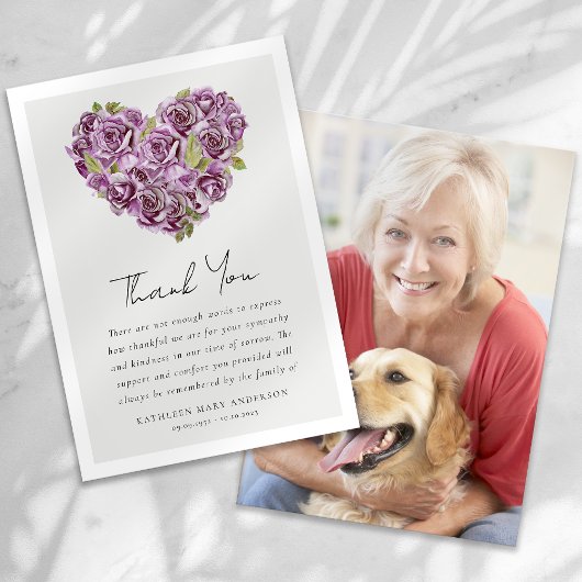 バラハートフローラフォト悔やみや弔慰葬儀 サンキューカード