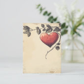 バラハートヴィンテージバレンタインデーのラブレター ポストカード (スタンド正面)