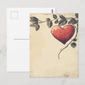 バラハートヴィンテージバレンタインデーのラブレター ポストカード (正面/裏面)
