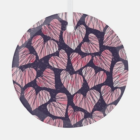 バラハート：水の色のシームレスなパターン。 ガラスオーナメント (正面)