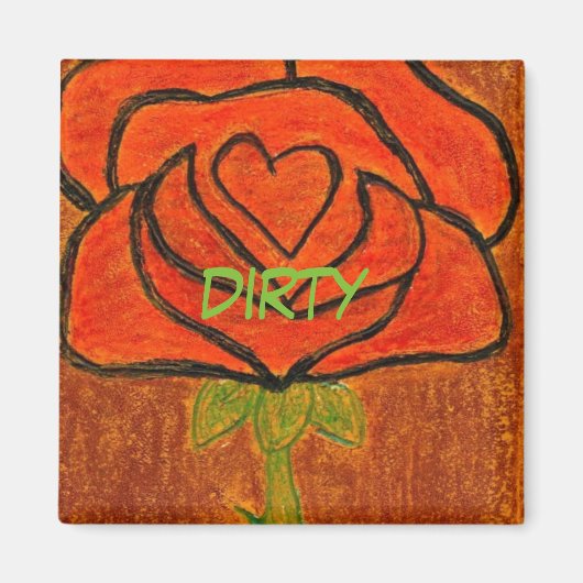 「バラハート#6」ダーティ食洗機状態磁石 マグネット (正面)