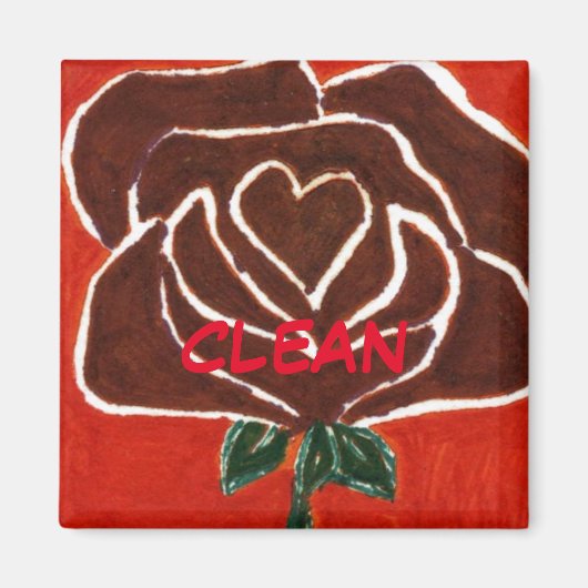 「バラハート#7」クリーン食洗機状態磁石 マグネット (正面)