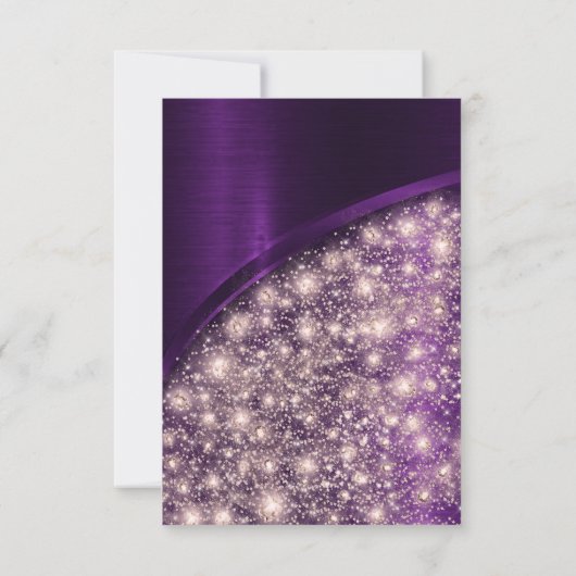 バラバイオレットグリッターブライダルシャワー誕生日スイーツ 招待状 (裏面)