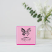 バラバタフライタトゥーアフターケアの指示 スクエア名刺 (スタンド正面)