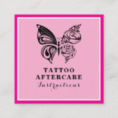 バラバタフライタトゥーアフターケアの指示 スクエア名刺 (正面)