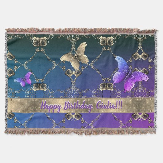 バラバタフライパープル スローブランケット (正面)