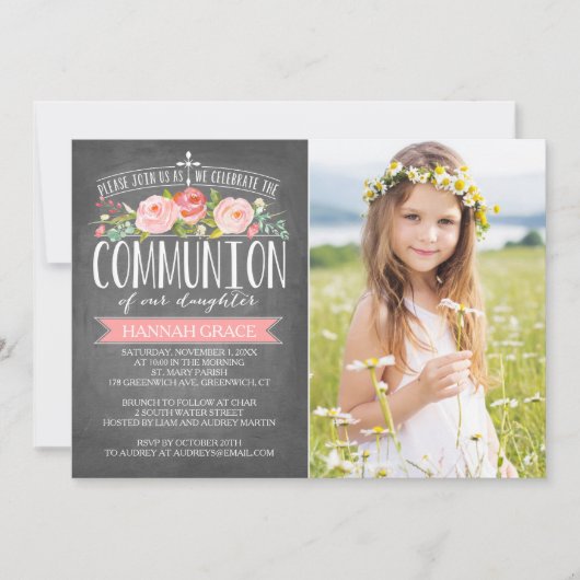 バラバナーの黒板|コミュニオン招待状 招待状 (正面)