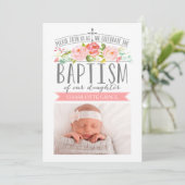 バラバナーピンクバプテスマ招待状 招待状 (スタンド正面)