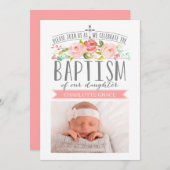 バラバナーピンクバプテスマ招待状 招待状 (正面/裏面)