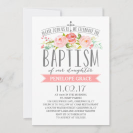 バラバナー |女の子バプテスマ招待状 招待状