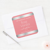 バラバニラ香りピンクシルバーソイキャンドルラベル スクエアシール (封筒)