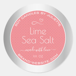 バラバニラ香りピンクシルバーソイキャンドルラベル ラウンドシール