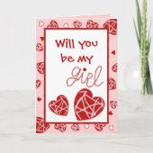 バラバラに散った赤いハートのバレンタインカード カード (正面)