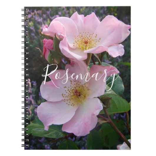 バラバラピンクヴィンテージワイルドレトロフラワーフローラN ノートブック (正面)