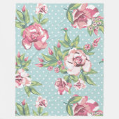 バラパターかわいらしン(水玉模様背景) フリースブランケット (正面)