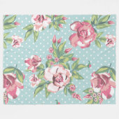 バラパターかわいらしン(水玉模様背景) フリースブランケット (正面(横))