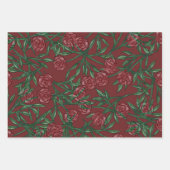 バラパターンバラパターンフローラアートフラワー ラッピングペーパーシート (正面)