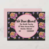 バラパターン新しい住所はがき、移動する ポストカード (正面/裏面)