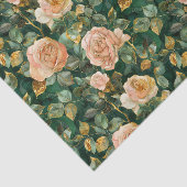 バラパターン(緑の離れと金ゴールドアクセント) 薄葉紙 (詳細)