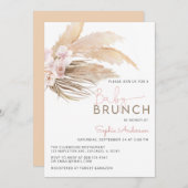 バラパンパスグラスボホベビーブルンチベビーシャワーInv 招待状 (正面/裏面)