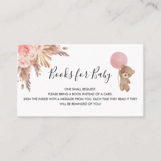 バラパンパステディ女の子の赤ちゃんシャワーブックリクエスト エンクロージャーカード (正面)