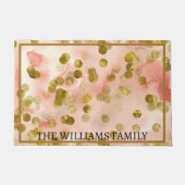 バラパーソナライズされたと茶色の円のパターン ドアマット (正面)