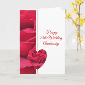 バラパーソナライズされたハート25結婚周年 カード (黄色い花)