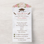 バラパーソナライズされたフラワー卒業日を保存 オールインワン招待状 (内側)