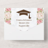 バラパーソナライズされたフラワー卒業日を保存 オールインワン招待状 (裏面)