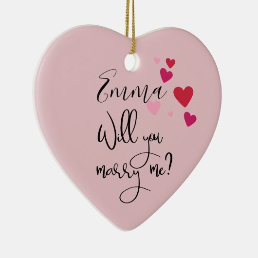 バラパーソナライズされた金ゴールドは私の提案と結婚する セラミックオーナメント (右)