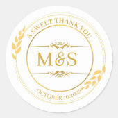 バラパーソナライズされた金ゴールドウェディングパーティーの装飾の好意 ラウンドシール (正面)