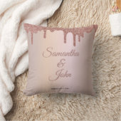 バラパーソナライズされた金ゴールドグリッタースパークル、ドリッピングg クッション (ブランケット)