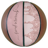 バラパーソナライズされた金ゴールドグリッタードリップスガールズ バスケットボール (縦)