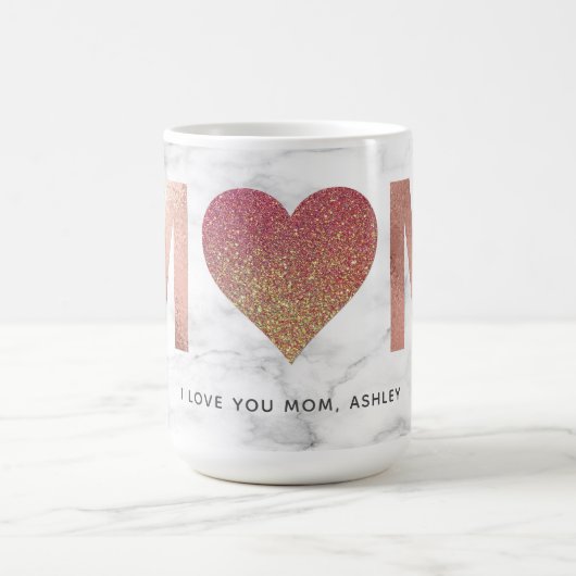 バラパーソナライズされた金ゴールドグリッター母の母の日 コーヒーマグカップ (中央)