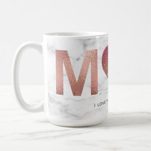 バラパーソナライズされた金ゴールドグリッター母の母の日 コーヒーマグカップ (左)