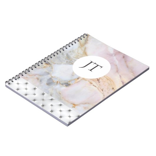 バラパーソナライズされた金ゴールドグレーマーブルノート ノートブック (左側)