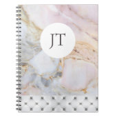 バラパーソナライズされた金ゴールドグレーマーブルノート ノートブック (正面)