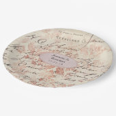 バラパーソナライズされた金ゴールドシャビー・シック結婚ズ ペーパープレート (アングル)