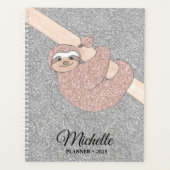 バラパーソナライズされた金ゴールドシルバーグリッタースロッス プランナー手帳 (正面)