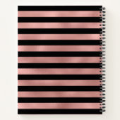 バラパーソナライズされた金ゴールドストライプとイニシャルC ノートブック (裏面)